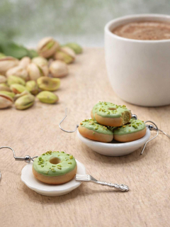 Náušnice Pistáciové donuty visací