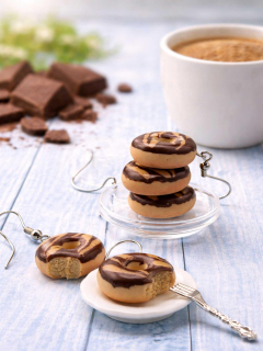 Náušnice Čokokaramelové donuty visací